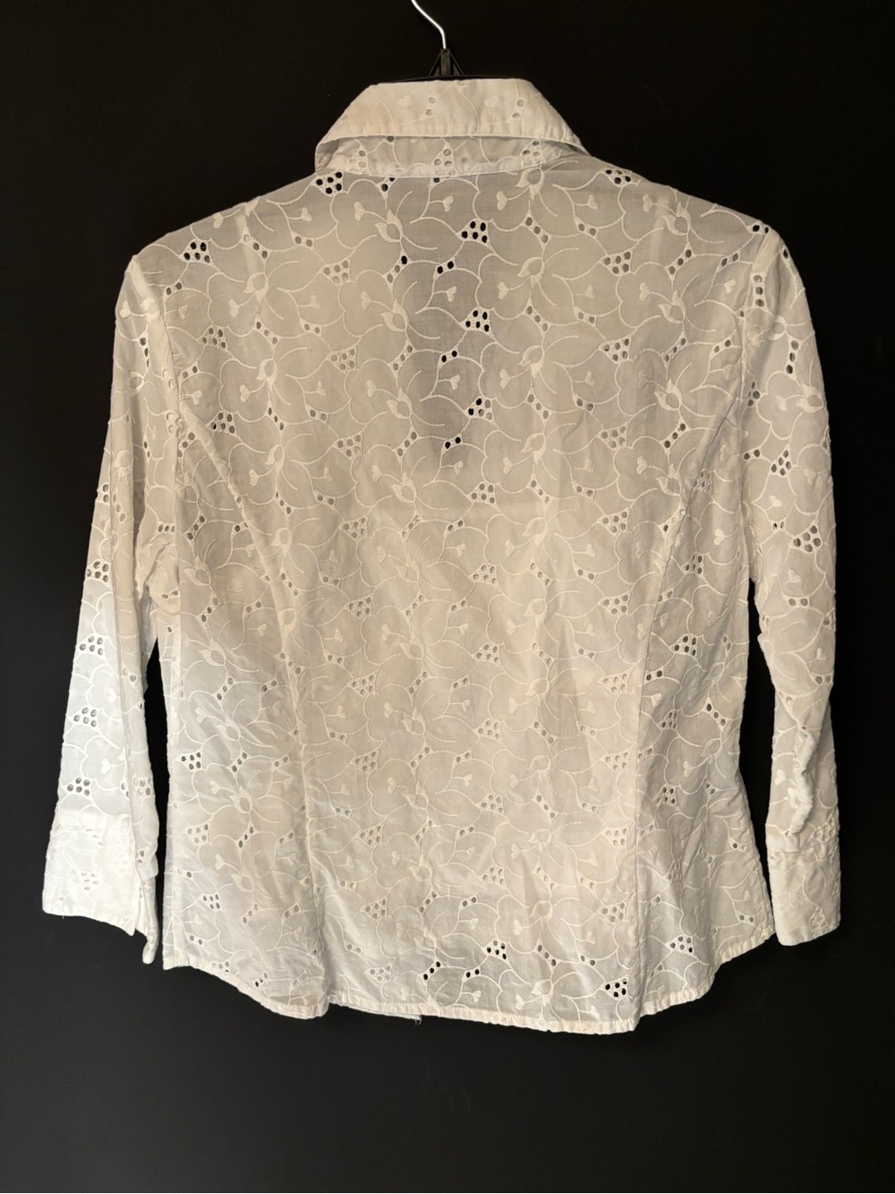 Samuel Dong White Eyelet Ruffle Button-Front Blouse & Shell-medium - Picture 5 of 5